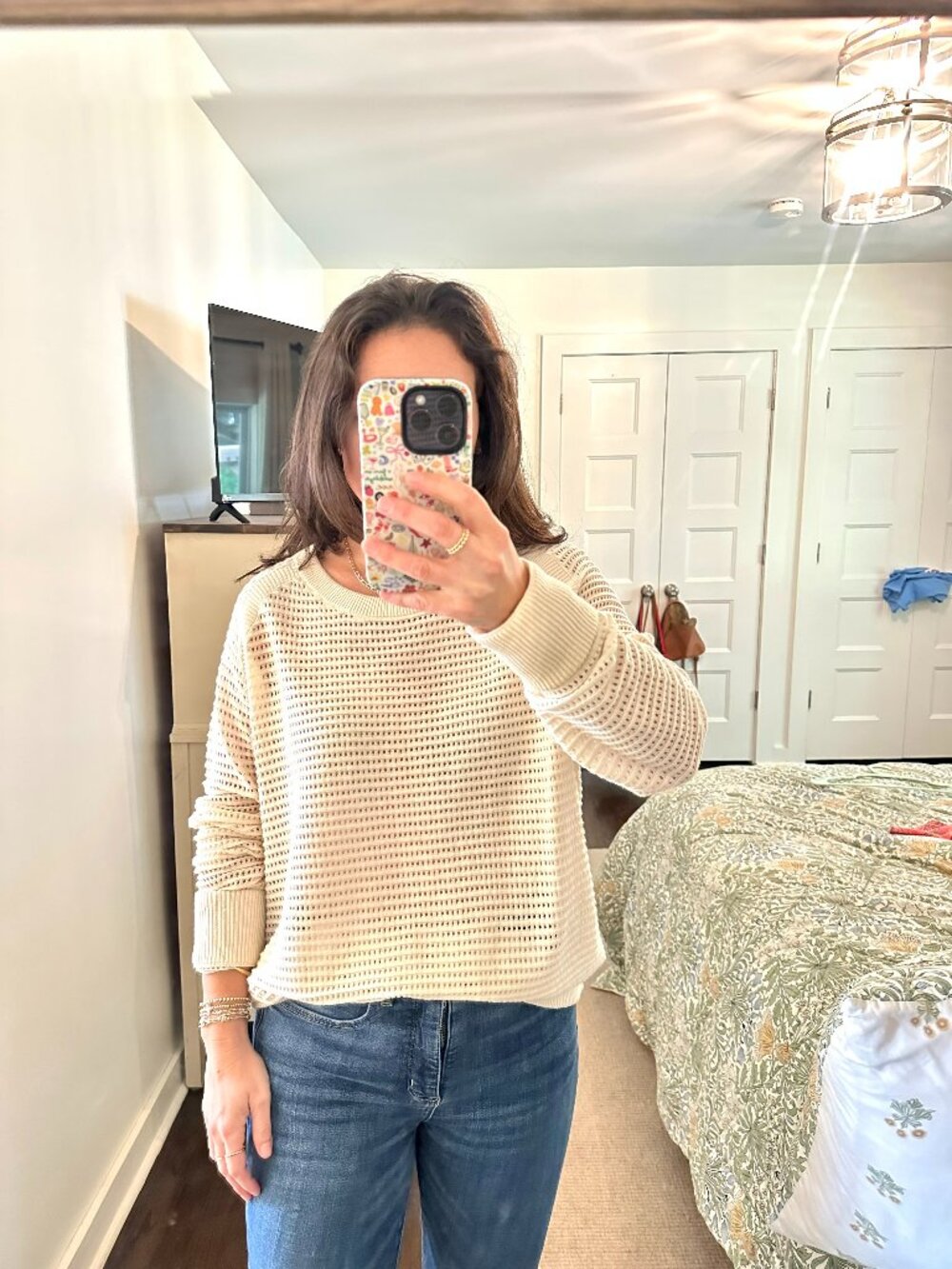 Lululemon Cream Open Knit Pullover Sweater Long Sleeve | Size M